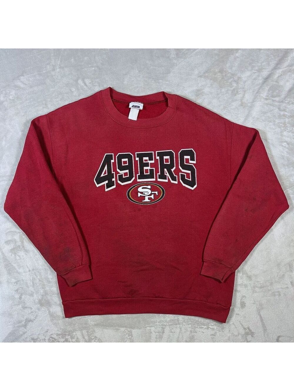 VTG 90s San Francisco 49ers Crewneck Sweatshirt Embroidered Logo Red XL As Is